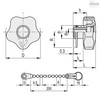 Elesa Brass boss, threaded hole, VCT.32 B-M6-LP-C9 VCT-B-LP